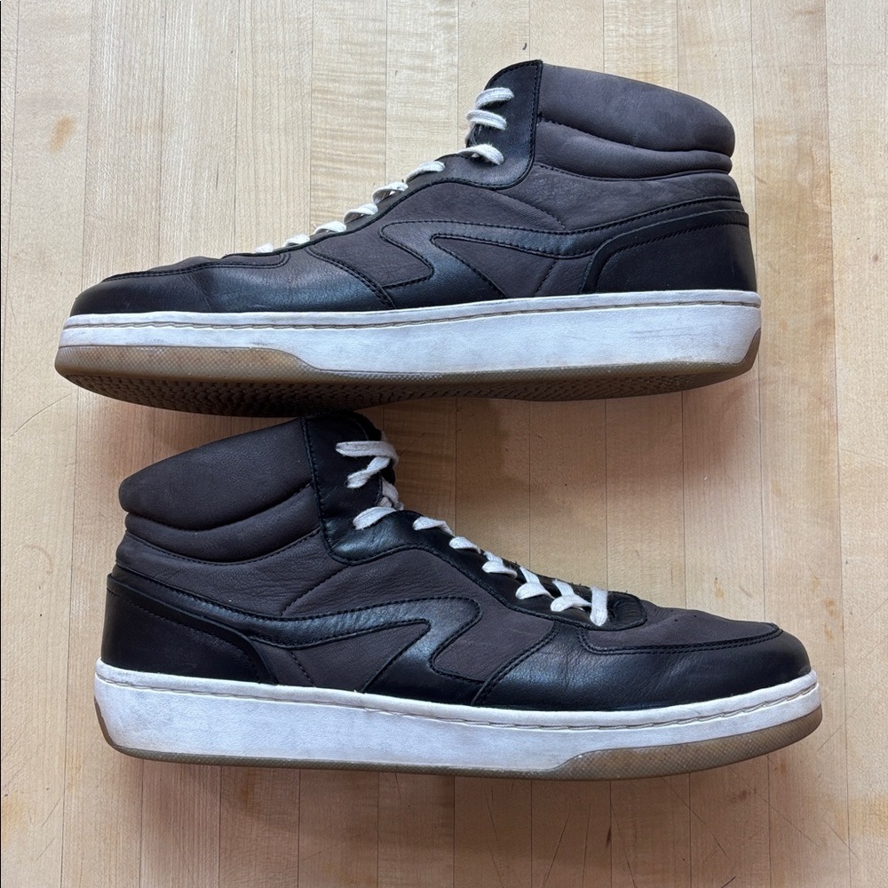 Rag & Bone Retro‎ Court Men’s Mid Sneakers Soft Black Size 12 Leather Nubuck